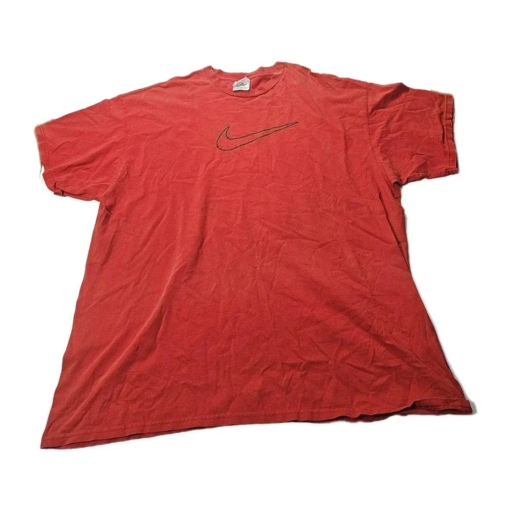 Nike Essentials Y2K Vintage Big‎ Swoosh Logo Red T-Shirt Men's Size 2XL